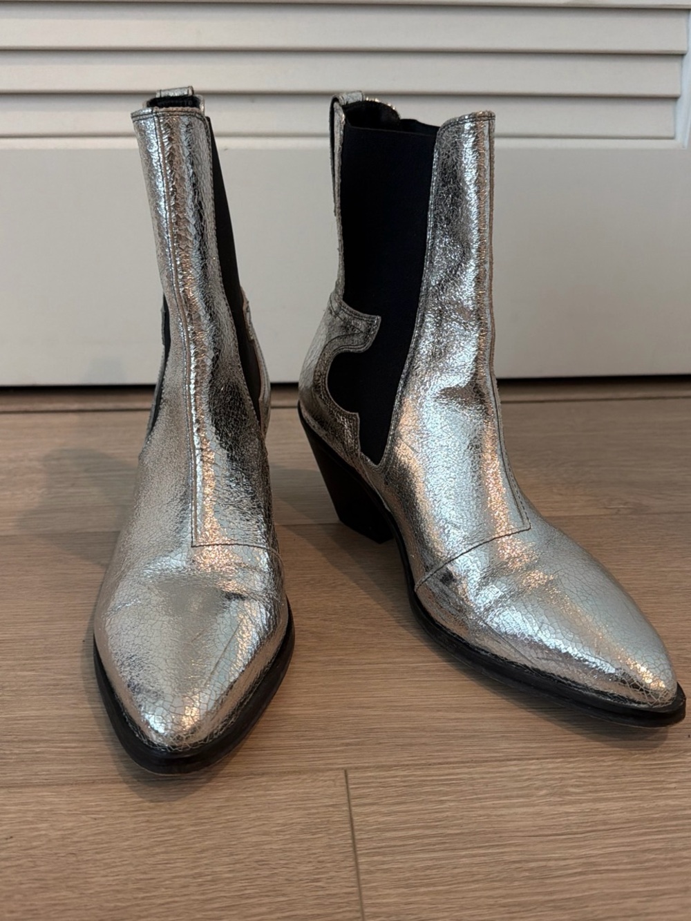 Allsaints Metallic Silver Chelsea Western Ankle Boots - Women's - Picture 5 of 6
